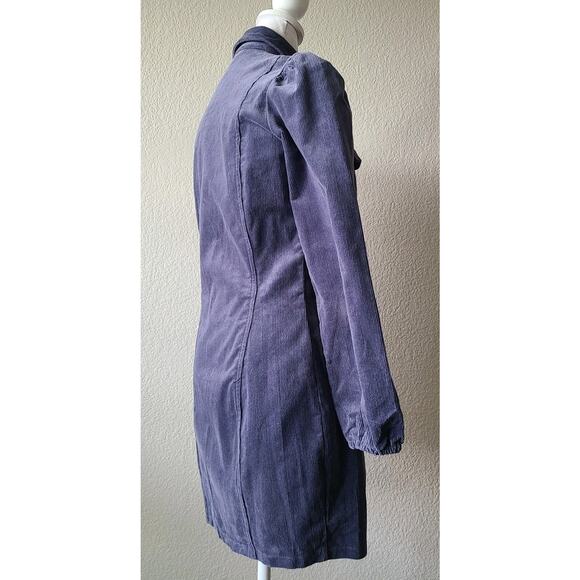 Forever 21 Corduroy Mini Shirt Dress Small Button Up Long‎ Puff Sleeves Preppy - Picture 10 of 12